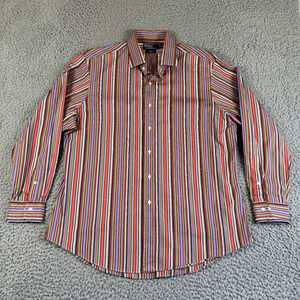Vtg Polo Ralph‎ Lauren Regent Shirt Mens 17.5 Striped Button Down Colorful